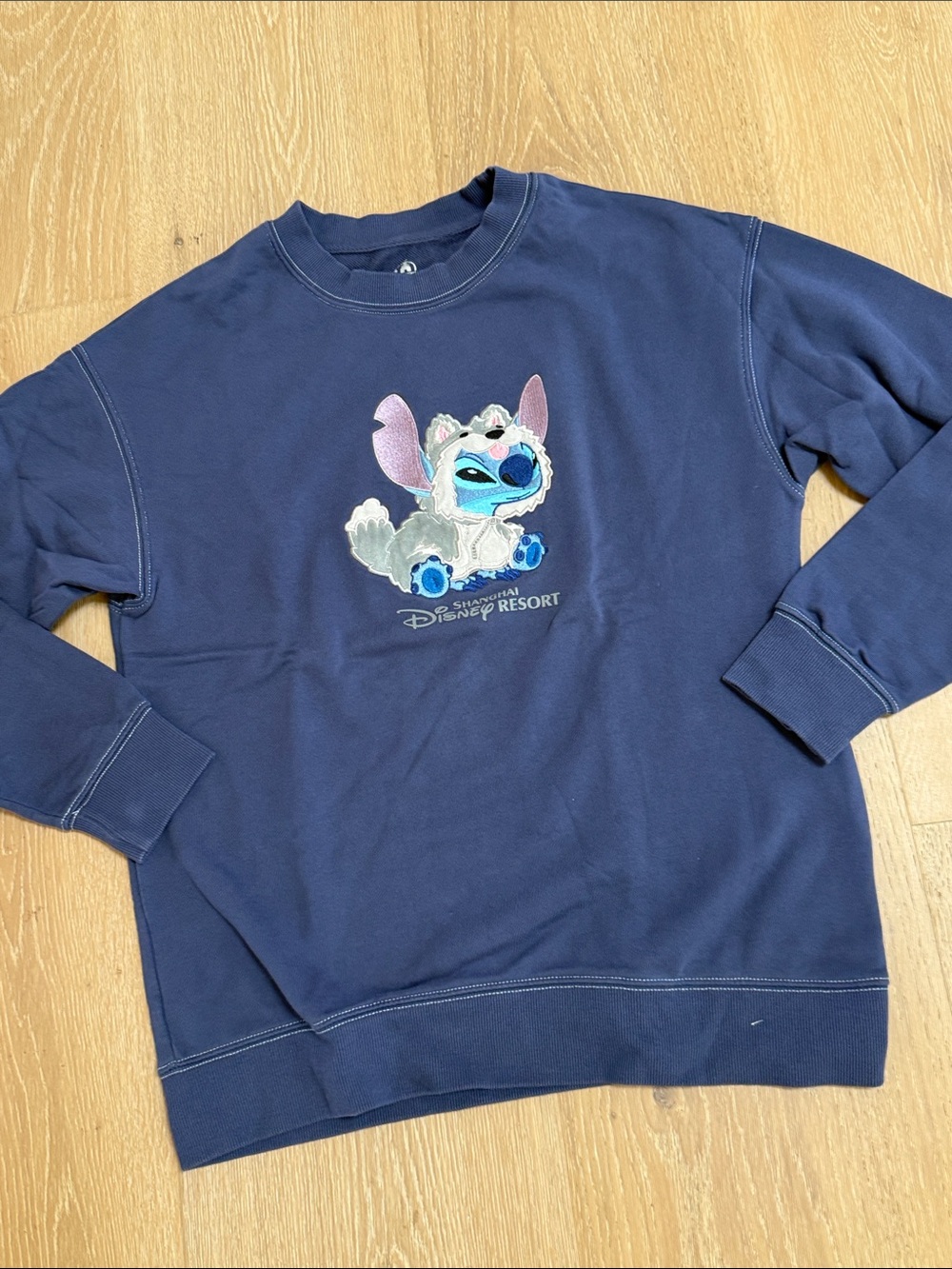 Disney Navy Blue Stitch Embroidered Crewneck Sweatshirt